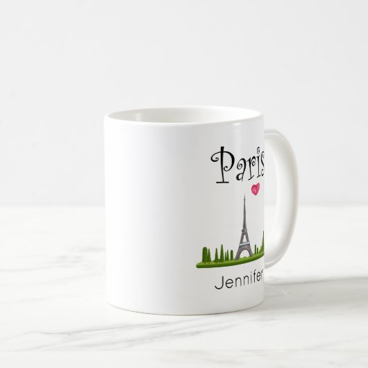 Herz Paris mit Eiffelturm Custom Kaffeetasse (VorderseiteRechts)