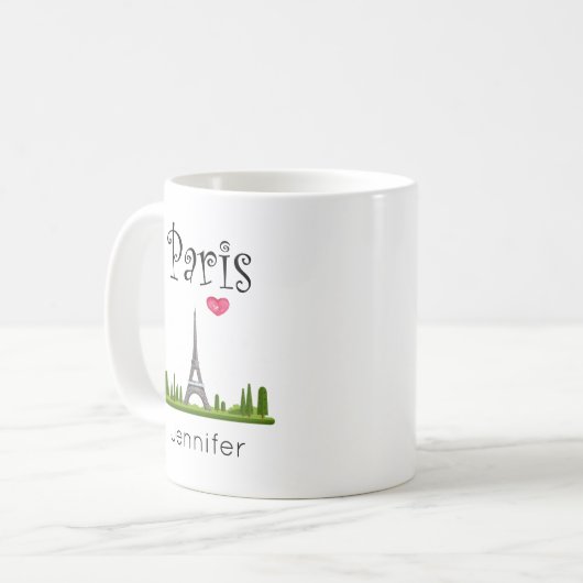 Herz Paris mit Eiffelturm Custom Kaffeetasse (Vorderseite Links)