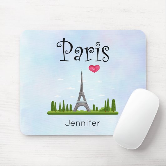 Herz Paris mit Eiffelturm Custom Mousepad (Mit Mouse)