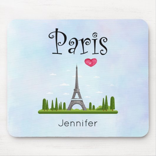 Herz Paris mit Eiffelturm Custom Mousepad (Vorne)