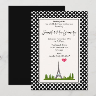 Herz Paris mit Eiffelturm-Geburtstagsfeier Einladung