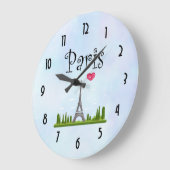 Herz Paris mit Eiffelturm Große Wanduhr (Winkel)