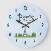 Herz Paris mit Eiffelturm Große Wanduhr (Vorderseite)