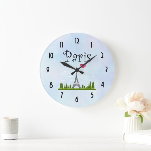 Herz Paris mit Eiffelturm Große Wanduhr (Zuhause)