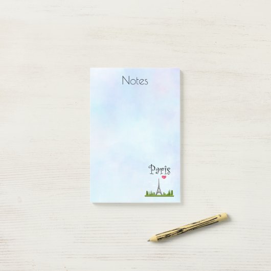 Herz Paris mit Eiffelturm Post-it Klebezettel (Auf Schreibtisch)