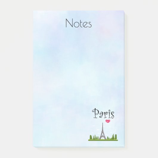 Herz Paris mit Eiffelturm Post-it Klebezettel (Vorderseite)