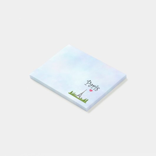 Herz Paris mit Eiffelturm Post-it Klebezettel (angewinkelt)