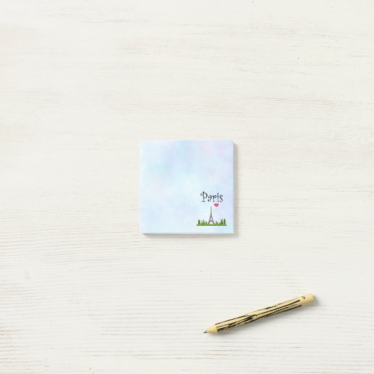 Herz Paris mit Eiffelturm Post-it Klebezettel (Auf Schreibtisch)