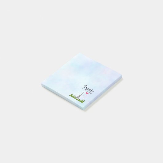 Herz Paris mit Eiffelturm Post-it Klebezettel (angewinkelt)