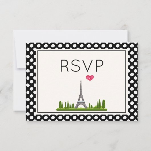 Herz Paris mit Eiffelturm-UAWG RSVP Karte (Vorderseite)