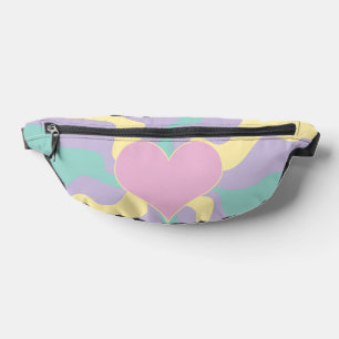 Herz - Pastellrosa, gelb, Lila und grün Bauchtasche