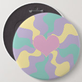 Herz - Pastellrosa, gelb, Lila und grün Button (Vorne & Hinten)
