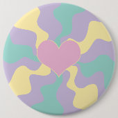 Herz - Pastellrosa, gelb, Lila und grün Button (Vorderseite)