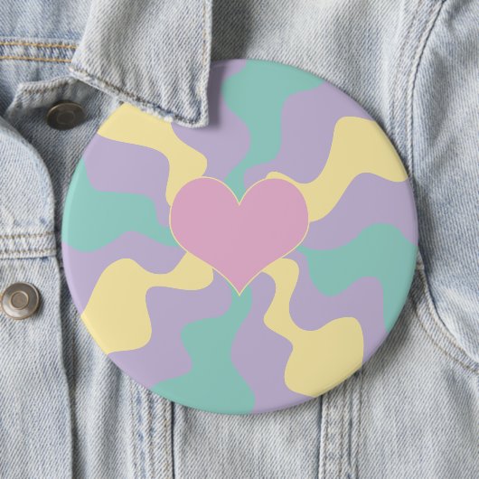 Herz - Pastellrosa, gelb, Lila und grün Button (Beispiel)