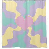 Herz - Pastellrosa, gelb, Lila und grün Duschvorhang (Vorderseite)