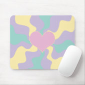 Herz - Pastellrosa, gelb, Lila und grün Mousepad (Mit Mouse)