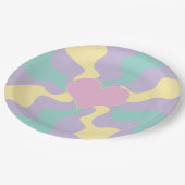 Herz - Pastellrosa, gelb, Lila und grün Pappteller (Schrägansicht)