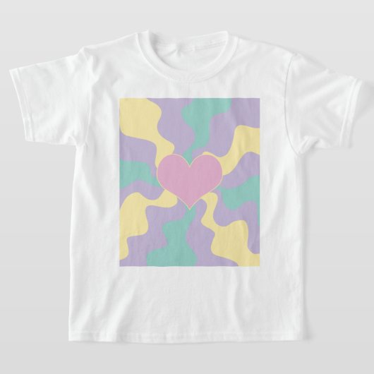Herz - Pastellrosa, gelb, Lila und grün T-Shirt (Ablage )
