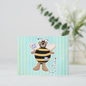 Herz-Patch Hummel Bär Postkarte (Stehend Vorderseite)