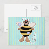 Herz-Patch Hummel Bär Postkarte (Vorne/Hinten)