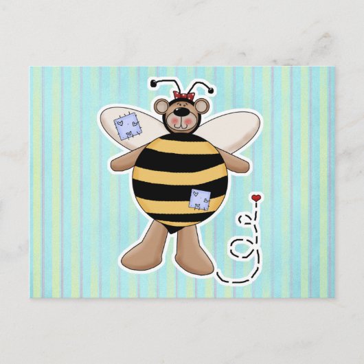 Herz-Patch Hummel Bär Postkarte (Vorderseite)