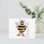 Herz-Patch Hummel Bär Postkarte (Stehend Vorderseite)