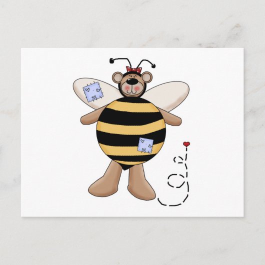 Herz-Patch Hummel Bär Postkarte (Vorderseite)