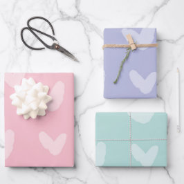 Herz Pattern Baby Liebe Pastel Colors Sweet Geschenkpapier Set
