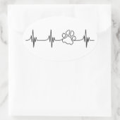 Herz-PAW-Beat Ovaler Aufkleber (Tasche)