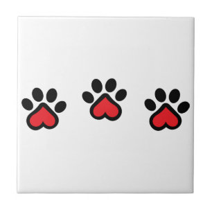 Herz Paw Prints Fliese