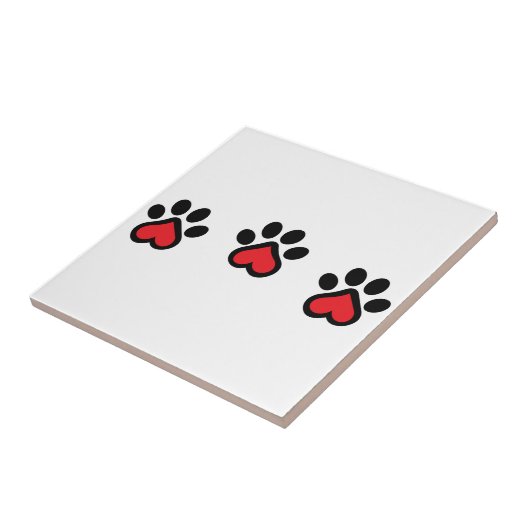 Herz Paw Prints Fliese (Seite)