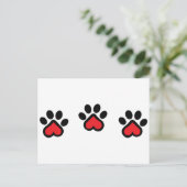 Herz Paw Prints Postkarte (Stehend Vorderseite)