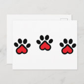 Herz Paw Prints Postkarte (Vorne/Hinten)