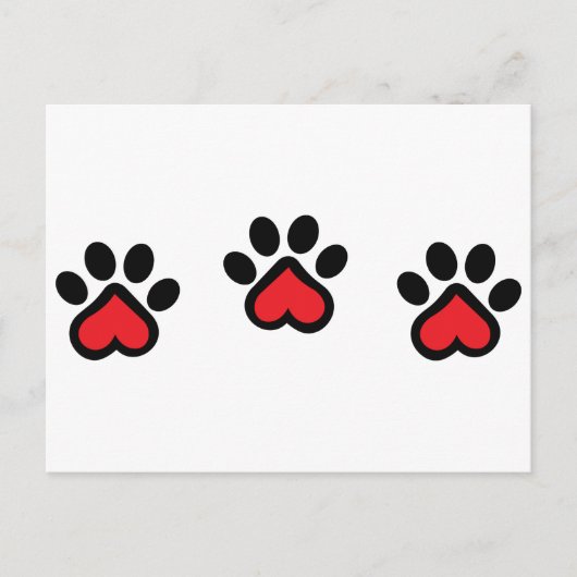 Herz Paw Prints Postkarte (Vorderseite)