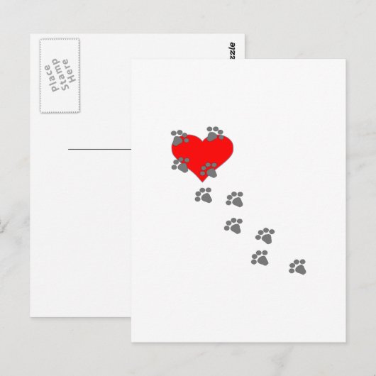 Herz (Paw Prints) Postkarte (Vorne/Hinten)