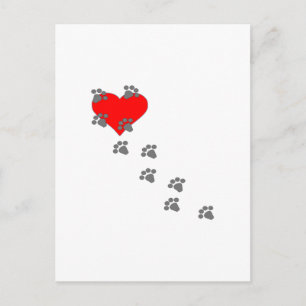 Herz (Paw Prints) Postkarte