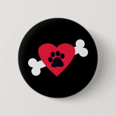 Herz, Pawprint und Knochen-Entwurfs-Knöpfe Button (Vorderseite)