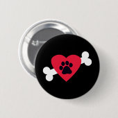 Herz, Pawprint und Knochen-Entwurfs-Knöpfe Button (Vorne & Hinten)
