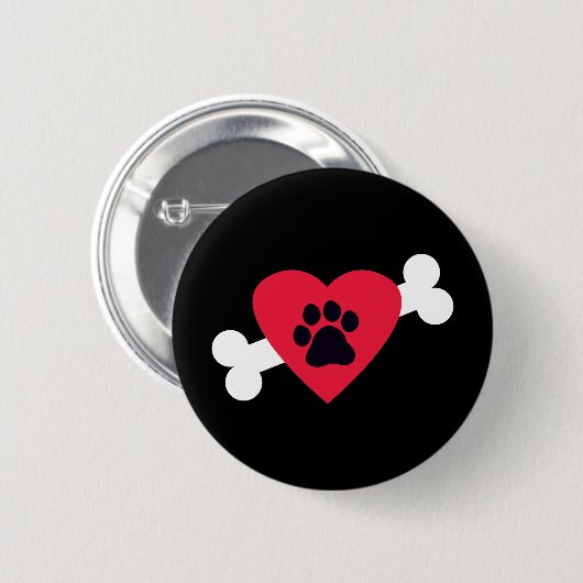 Herz, Pawprint und Knochen-Entwurfs-Knöpfe Button (Vorne & Hinten)