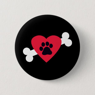 Herz, Pawprint und Knochen-Entwurfs-Knöpfe Button