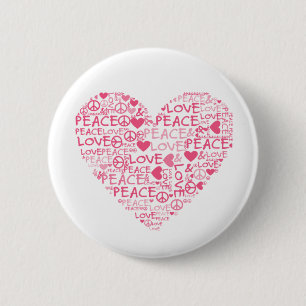 Herz peace & love button