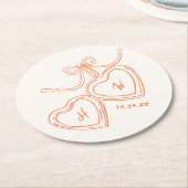 Herz Pendant Fun Wedding Monogram Runder Pappuntersetzer (Angewinkelt)