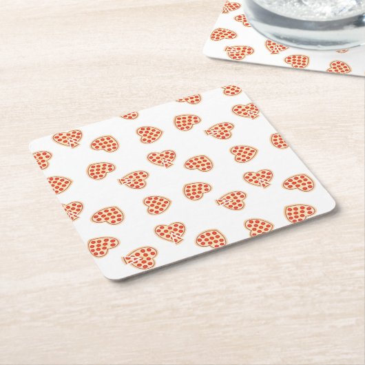 Herz Pepperoni Pizza Pattern Rechteckiger Pappuntersetzer (angewinkelt)