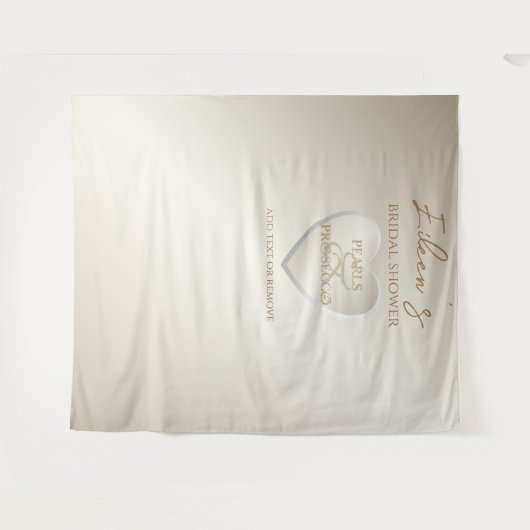 Herz Perlen Prosecco Brautparty Chic Hintergrund Wandteppich (Vorderseite (Horizontal))