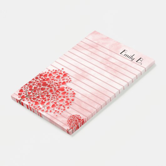 Herz-personalisiertes gezeichnet post-it klebezettel (angewinkelt)