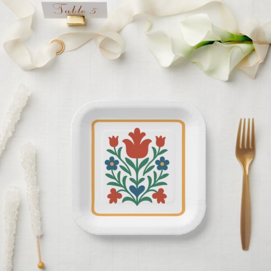 Herz & Petal Blumenvolk Party Pappteller (Hochzeit)