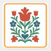 Herz & Petal Blumenvolk Party Quadratischer Aufkleber (Vorderseite)