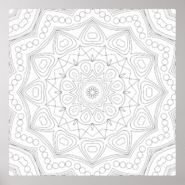 Herz Petal Mandala Symmetrie Malvorlage Kunst Poster