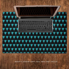 Herz & Pfeil - Navy Aquamarin Schreibtischunterlage