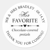 Herz Pfeile ihre Lieblings-Hochzeit Candy Gefallen Runder Aufkleber (Vorderseite)